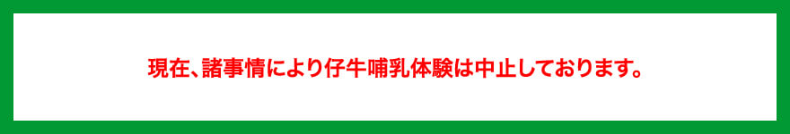 諸事情により、仔牛哺乳体験は現在、受付を中止しております。